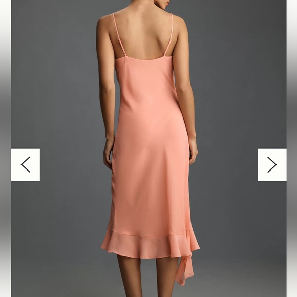 Mare Mare x Anthropologie Asymmetric Ruffle Slip Midi Dress - Size S - Picture 2 of 3